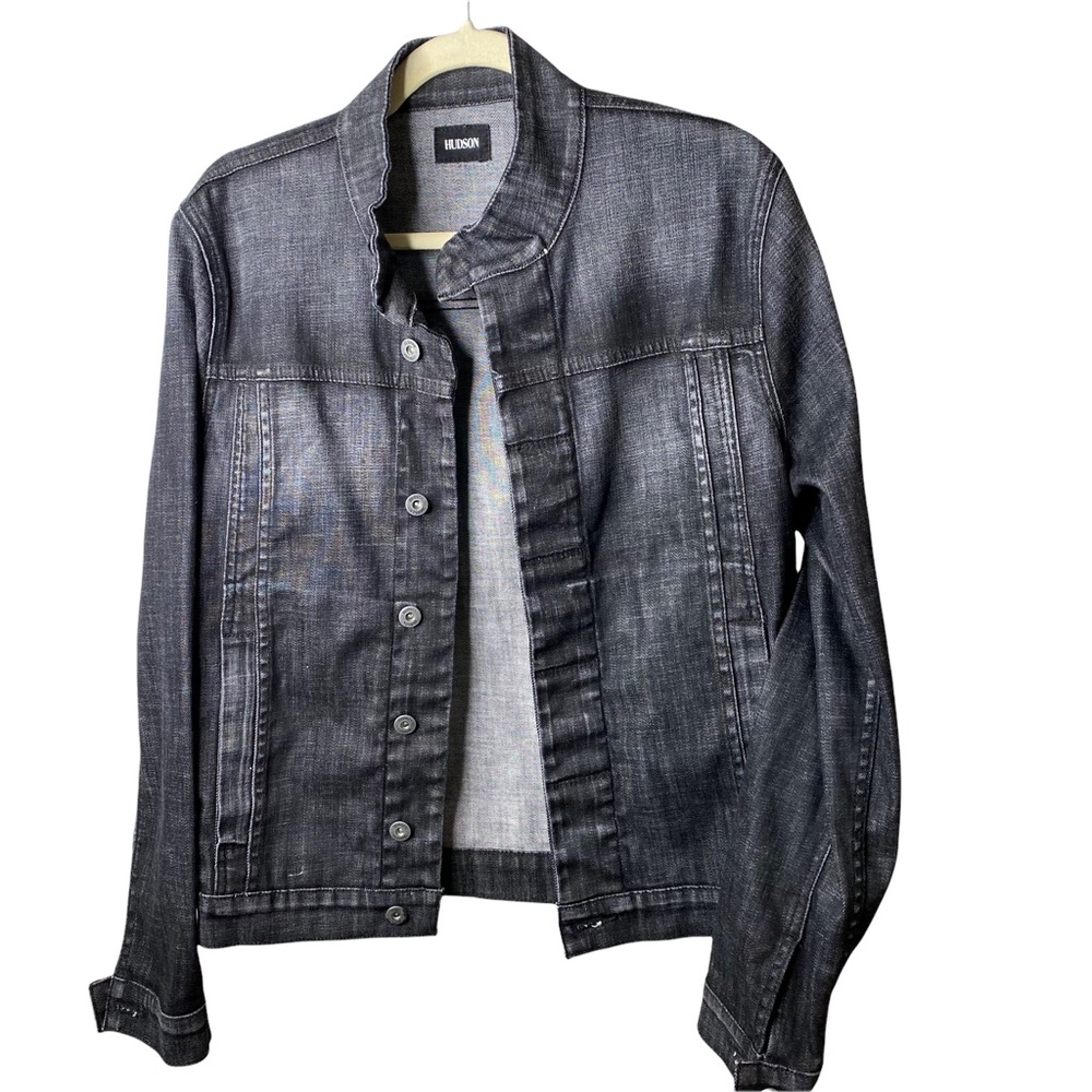 Hudson Jeans Moto Oversized Jacket Grey Black Denim Size Small - Picture 8 of 16